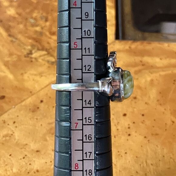 Natural Connemara Marble Sterling Silver Claddagh Ring Size 6 - Picture 8 of 9